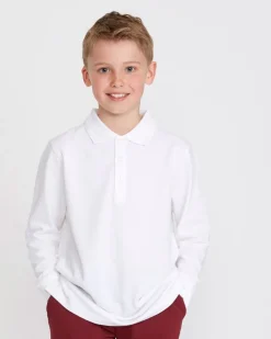 Pure Cotton Long-Sleeved Polo Shirts - Pack Of 2