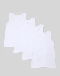 Pure Cotton Rib Vest - Pack Of 4