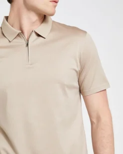 Regular Fit Mercerised Zip Placket Polo