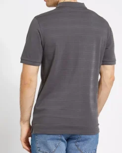 Regular Fit Zip Jacquard Stripe Polo