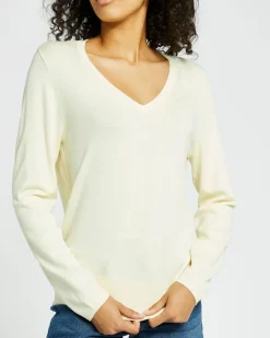 Rib Trim Knit V-Neck Jumper