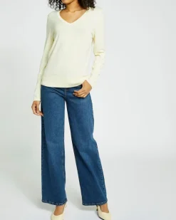 Rib Trim Knit V-Neck Jumper