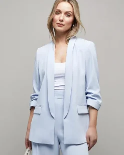 Rouched Sleeve Suit Blazer