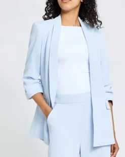 Rouched Sleeve Suit Blazer