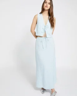 Savida Charli Gingham Bow Tie Front Waistcoat Top