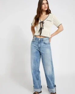 Savida Contrast Tie Short Sleeve Cardigan