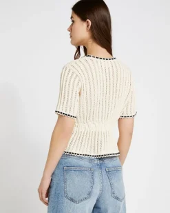 Savida Contrast Tie Short Sleeve Cardigan