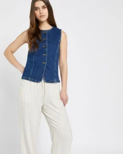 Savida Crew Neck Denim Waistcoat
