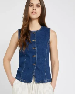 Savida Crew Neck Denim Waistcoat