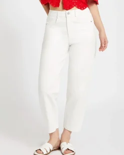 Savida High Rise White Barrel Jeans