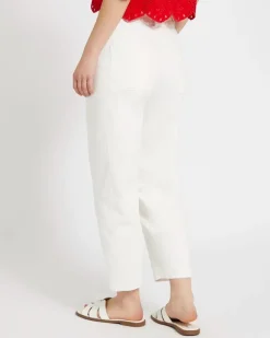 Savida High Rise White Barrel Jeans