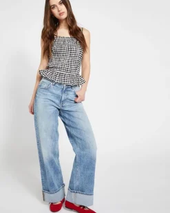 Savida High Turn Up Wide Leg Jeans