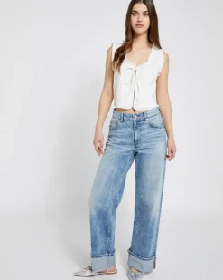 Savida White Cotton Bow Tie Front Poplin Waistcoat Top
