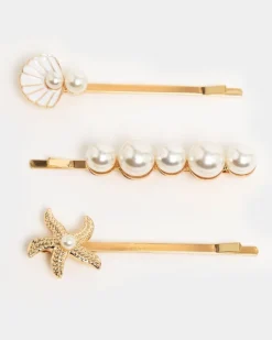Shell Hair Clips - Pack Of 3