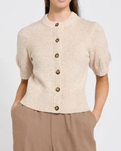Short-Sleeved Button Cardigan