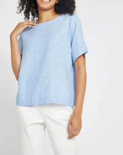 Short-Sleeved Linen Blend Top