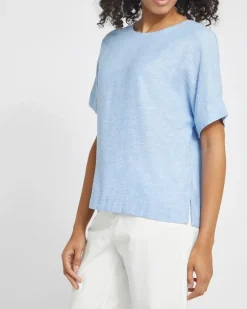 Short-Sleeved Linen Blend Top