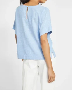 Short-Sleeved Linen Blend Top