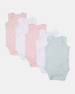 Sleeveless Bodysuit - Pack Of 5 - (Newborn-3 Years)
