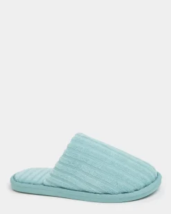 Stripe Towelling Mule Slipper