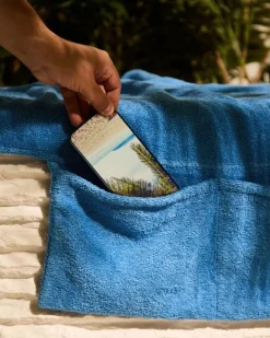 Sun lounger beach towel with pocket