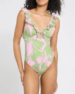 Tummy Control Frill Plunge Swimsuit