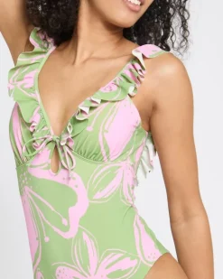 Tummy Control Frill Plunge Swimsuit