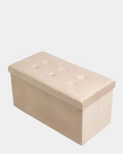 Velvet Ottoman With Storage and Lid