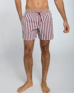 Washed Stripe Printed Swim Shorts