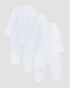White Two-Way-Zip Sleepsuit - Pack Of 3 (Newborn-23 Months)