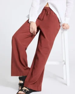 Wide Leg Linen Blend Trousers