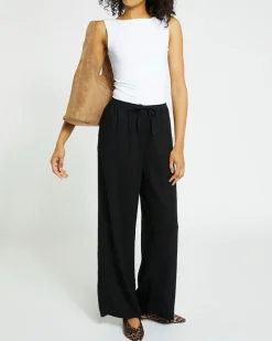 Wide Leg Linen Blend Trousers