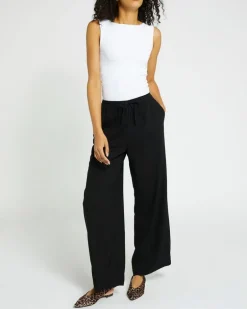 Wide Leg Linen Blend Trousers